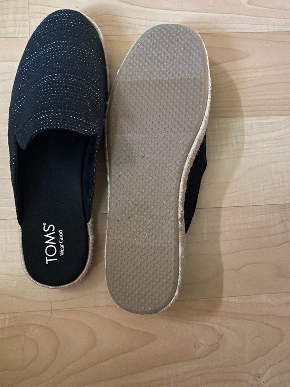 TOMS Women’s Black Slip-On Espadrille Mules - Picture 3 of 4